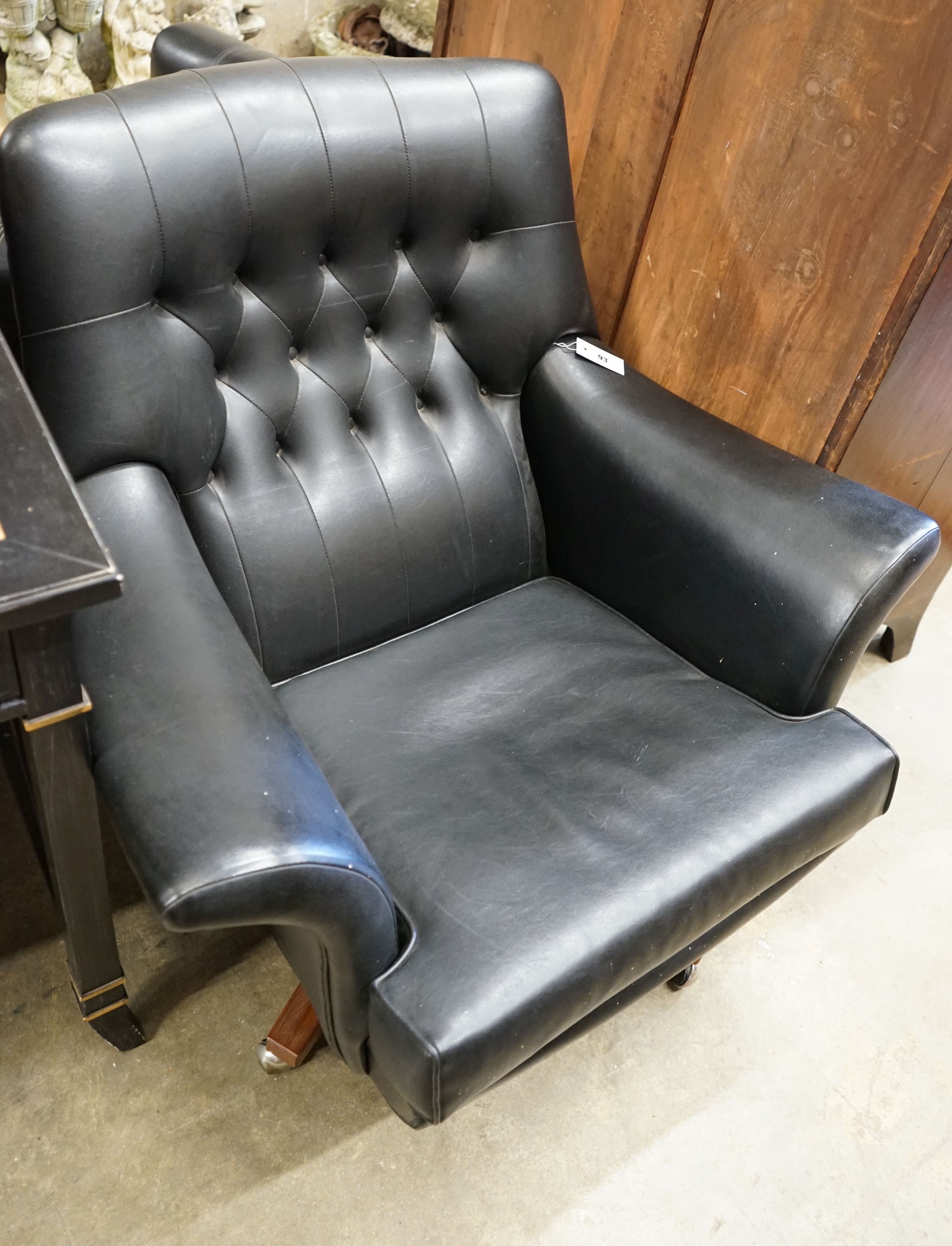 A G Plan leatherette swivel chair, width 91cm, depth 82cm, height 82cm